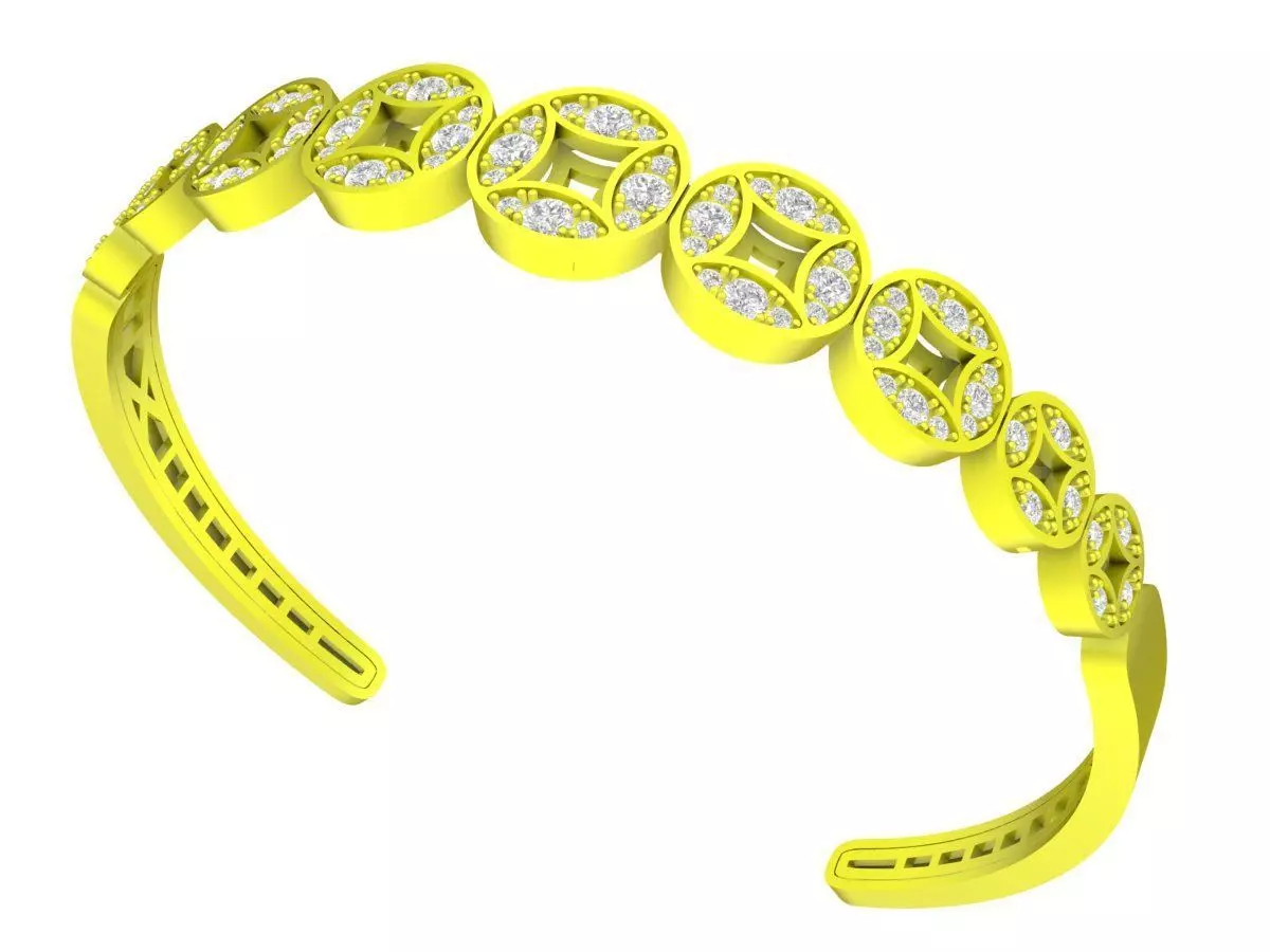 7088 Fengshui Diamond Chinese Money Coins Bangle Bracelets 3D print model_0