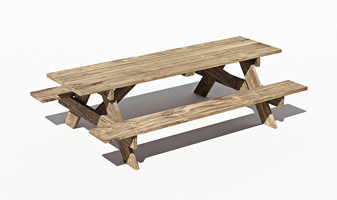 Picnic Table Low-poly 3D model