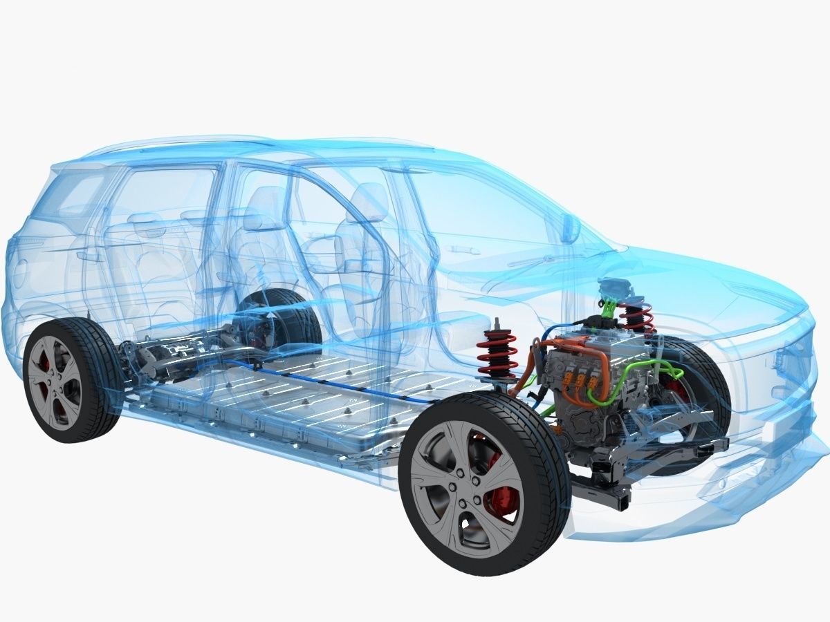 Electric SUV Chassis X-Ray 3D model_2