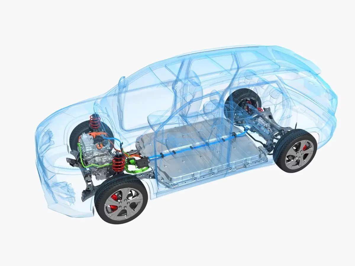 Electric SUV Chassis X-Ray 3D model_0