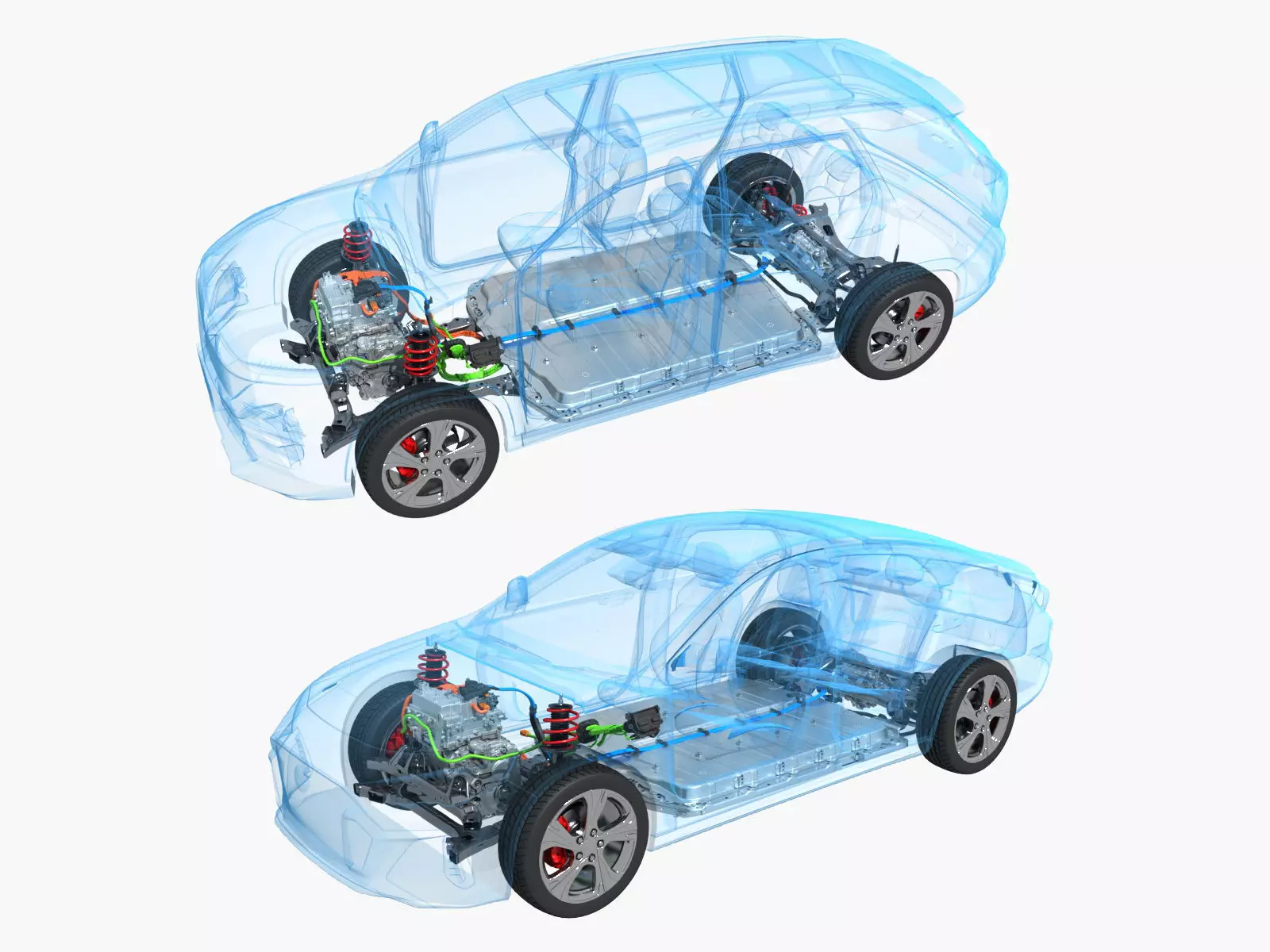 Electric Car Chassis X-Ray and SUV Chassis X-Ray 3D model_0