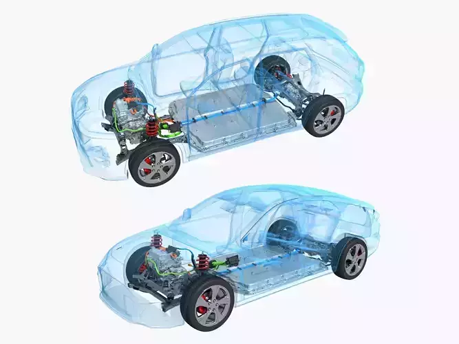 Electric Car Chassis X-Ray and SUV Chassis X-Ray 3D model
