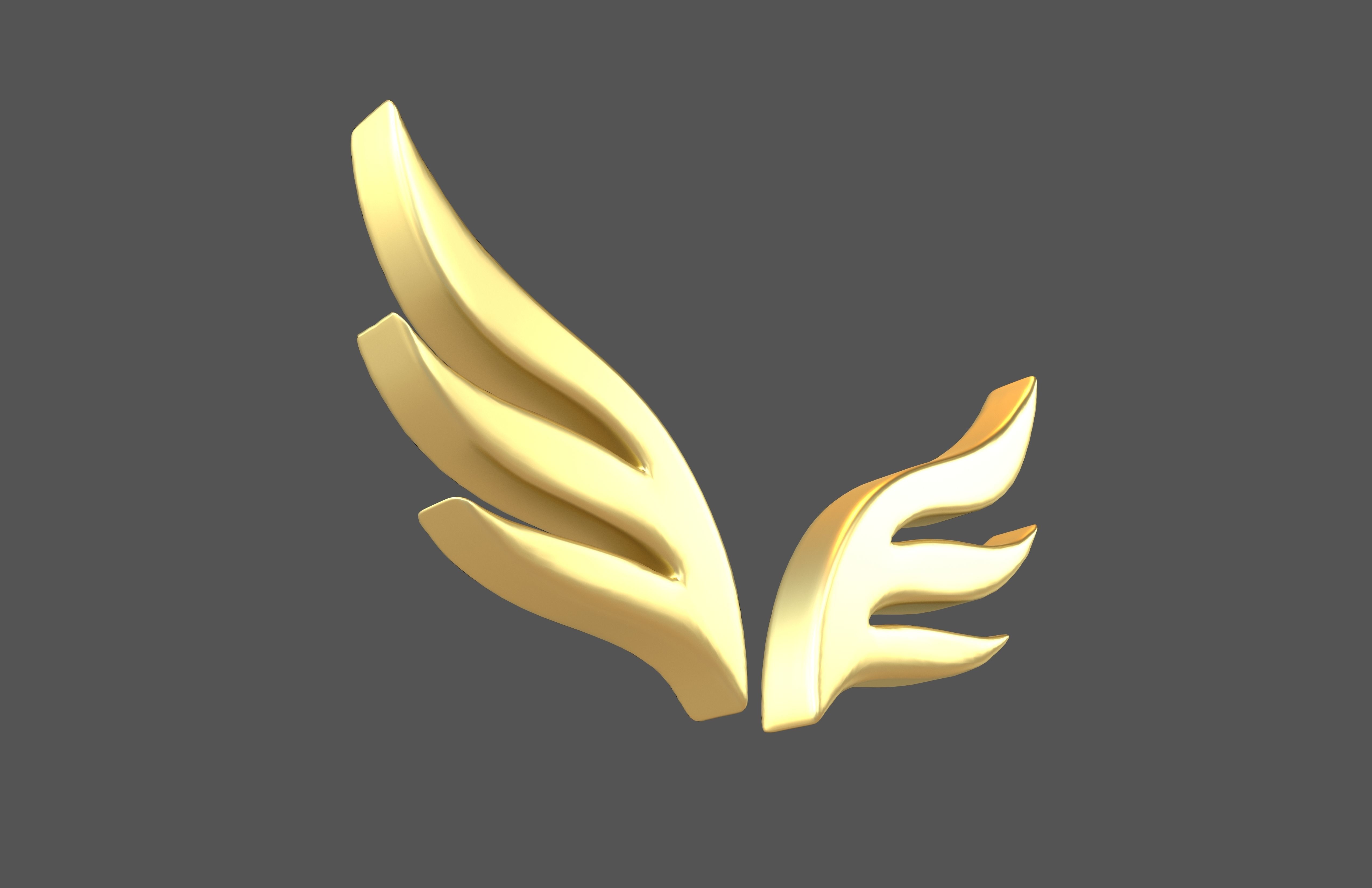 Wing Symbol v6 003 Low-poly 3D model_2