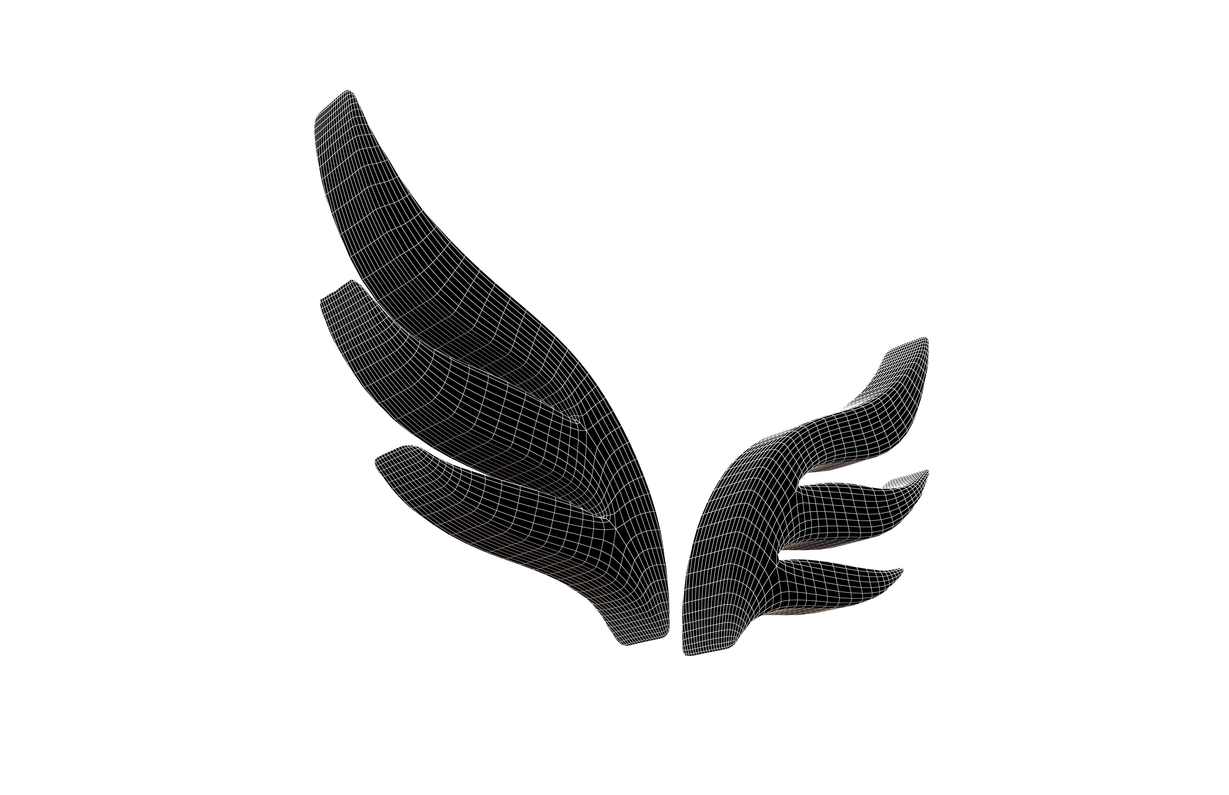 Wing Symbol v6 003 Low-poly 3D model_7