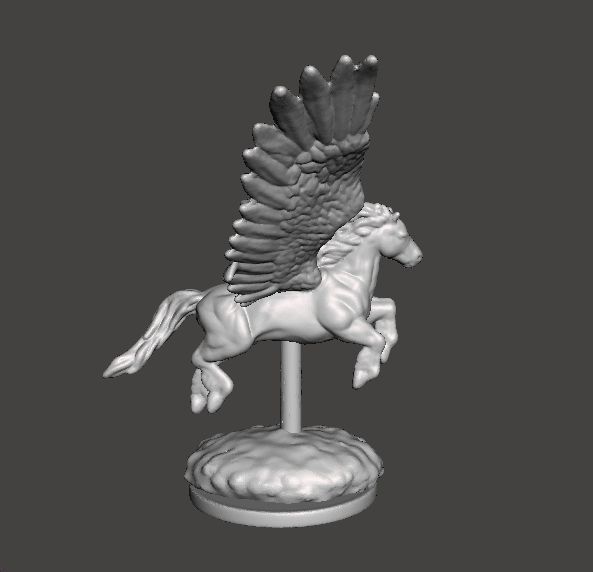 PEGASUS FLYING WITH SCENIC BASE MINIATURE MODEL FANTASY GAME DND 3D print model_4