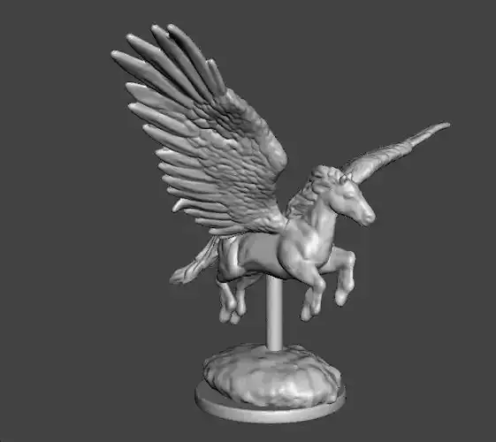 PEGASUS FLYING WITH SCENIC BASE MINIATURE MODEL FANTASY GAME DND 3D print model