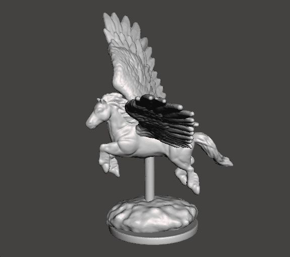 PEGASUS FLYING WITH SCENIC BASE MINIATURE MODEL FANTASY GAME DND 3D print model_3