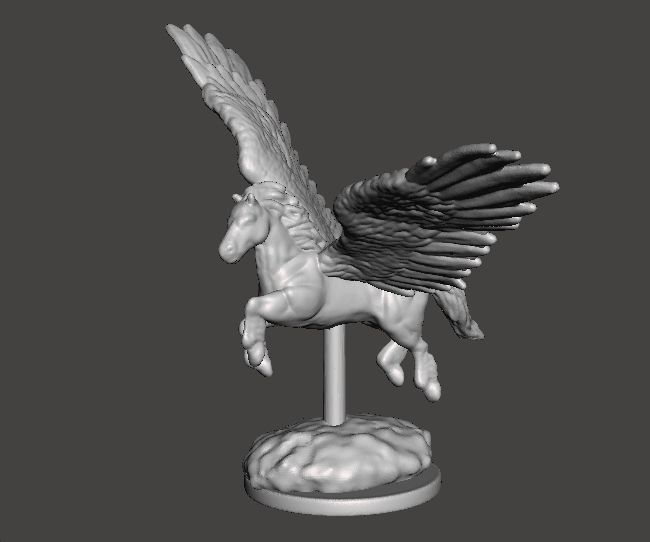 PEGASUS FLYING WITH SCENIC BASE MINIATURE MODEL FANTASY GAME DND 3D print model_1