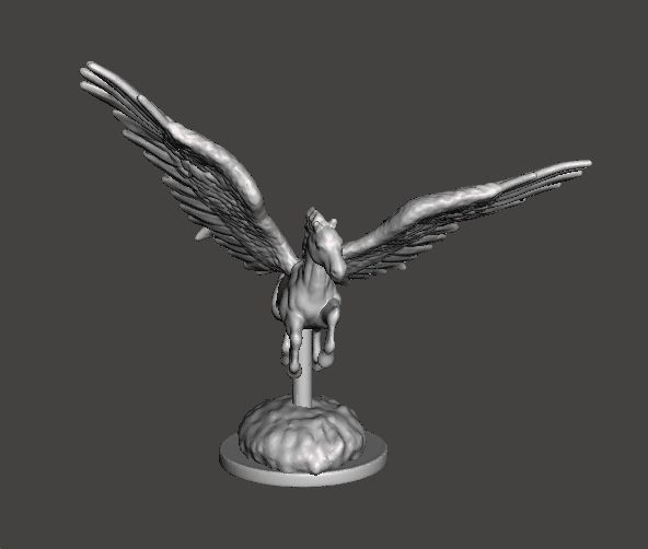 PEGASUS FLYING WITH SCENIC BASE MINIATURE MODEL FANTASY GAME DND 3D print model_2
