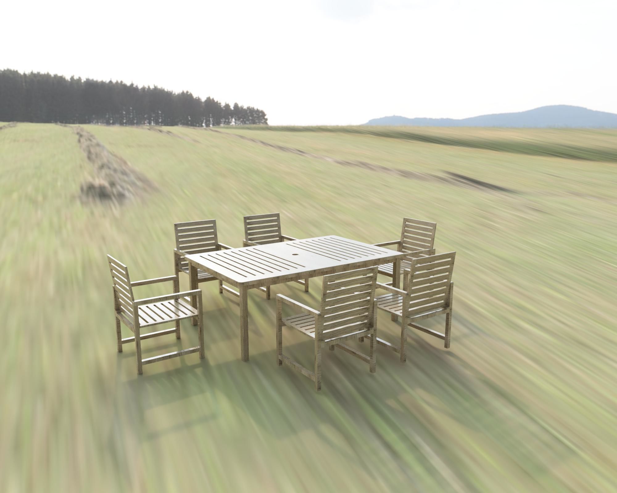 Wooden table 3D model_6
