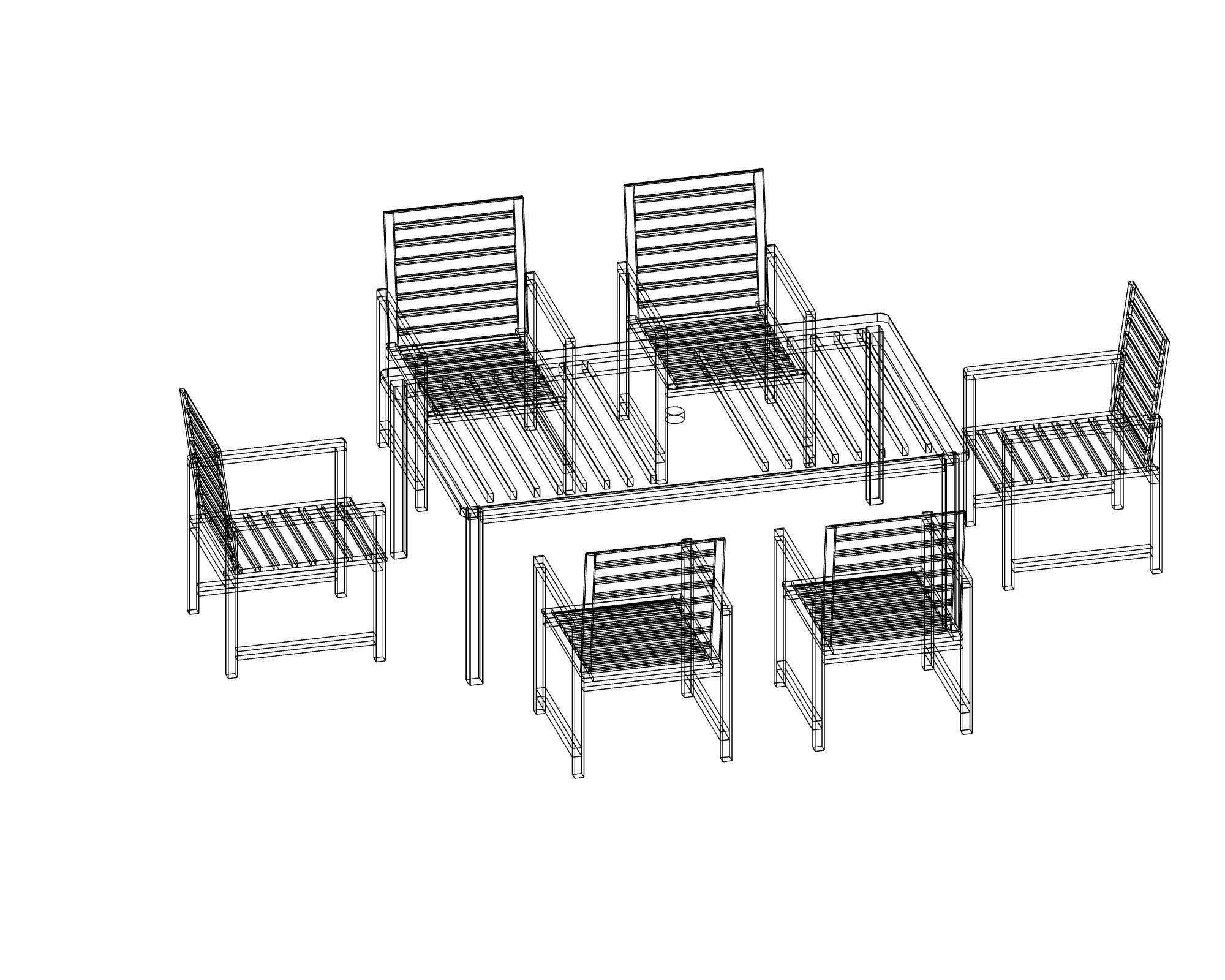 Wooden table 3D model_8