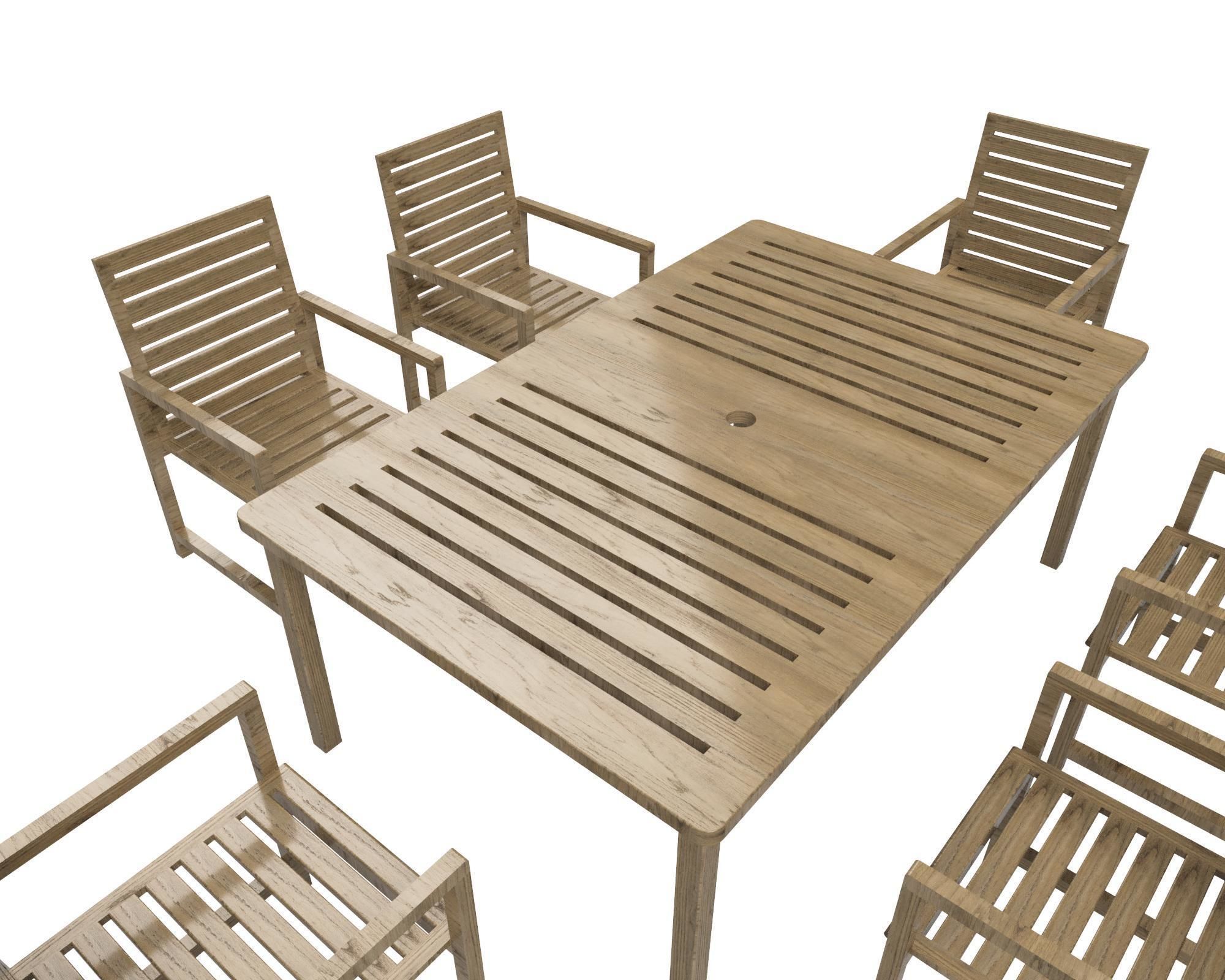 Wooden table 3D model_4
