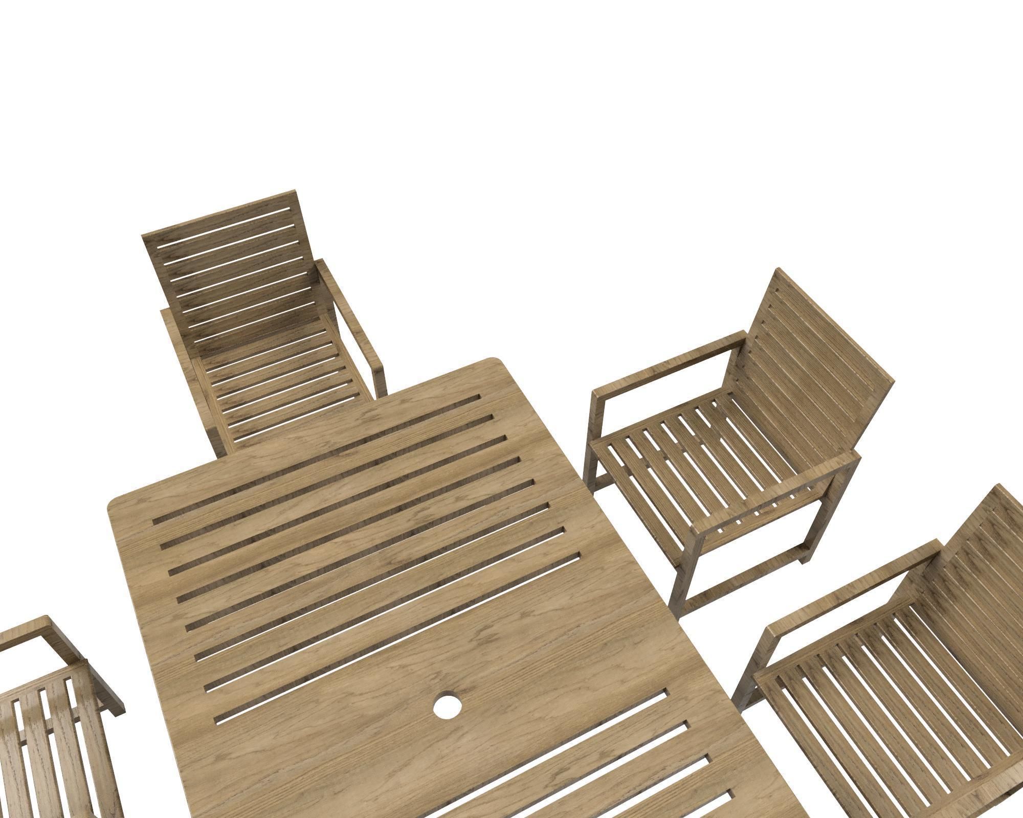 Wooden table 3D model_5