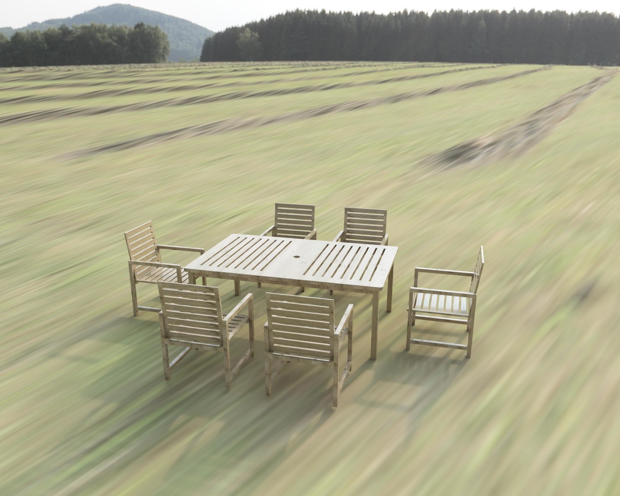 Wooden table 3D model_7