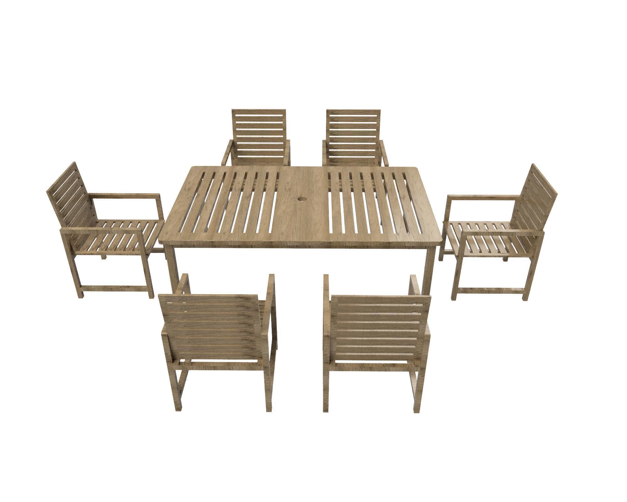 Wooden table 3D model_1