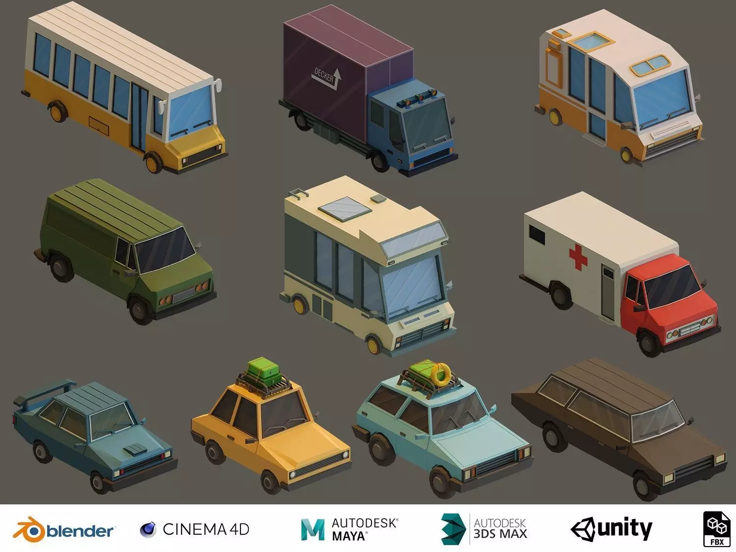 Low Poly Vehicles Low-poly 3D model_0