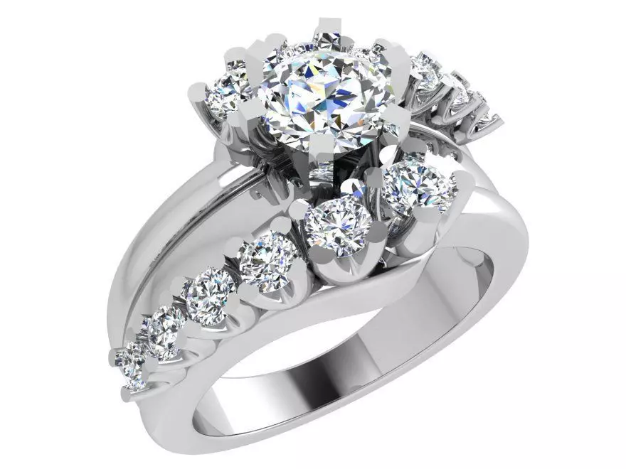Unique Ring With Round Diamonds 3673 3D print model