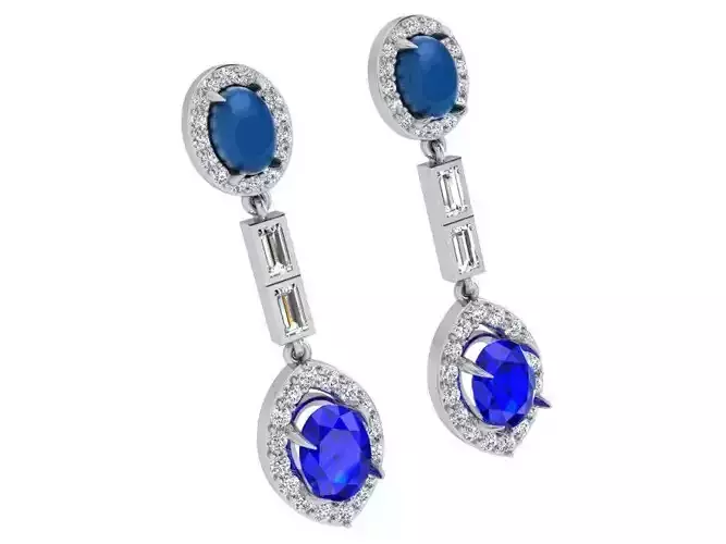 Oval Cut Sapphire Fashion Earrings 3677
