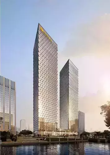 SU model of green space super high-rise office building 3D model