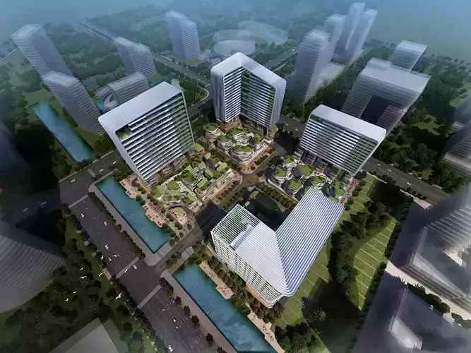 SU model of Wujiang Lot A office park building 3D model