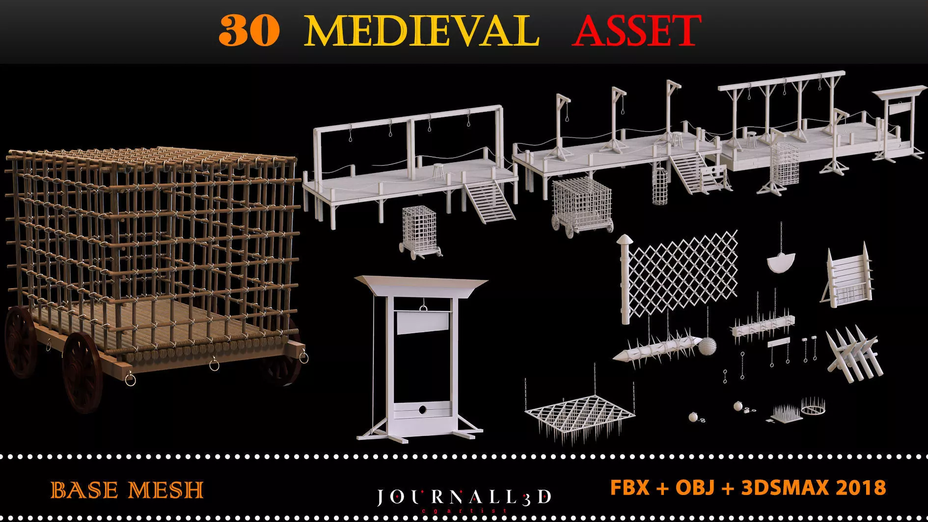 30 medieval asset 3DMODEL Low-poly 3D model