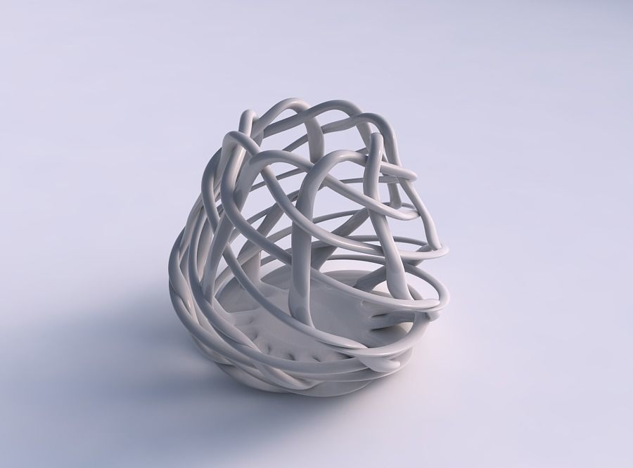 Bowl oval with interlacing lattice twisted and tapered 2 3D print model_0