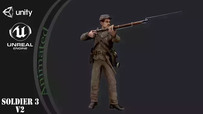 Soldier 3 version 2 Low-poly 3D model