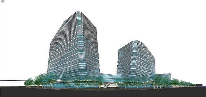 SU model of service center office and commercial building 3D model 7