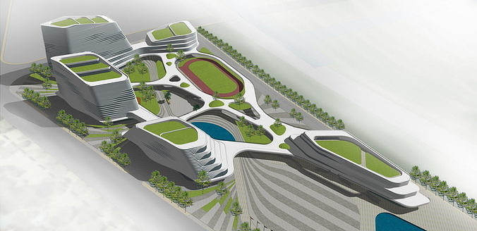 SU model of service center office and commercial building 3D model 3