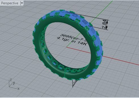 Ring With Princess Cut Diamonds 3695 3D print model_7