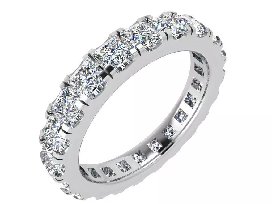 Ring With Princess Cut Diamonds 3695 3D print model_0