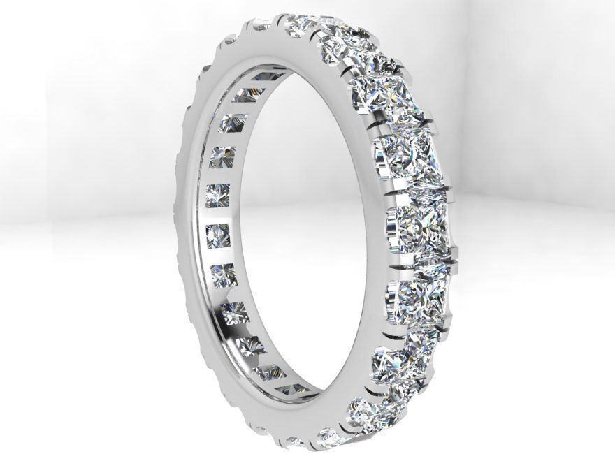 Ring With Princess Cut Diamonds 3695 3D print model_2