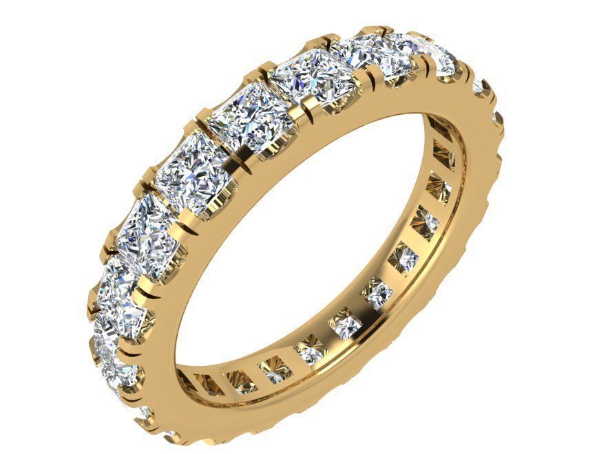 Ring With Princess Cut Diamonds 3695 3D print model_1