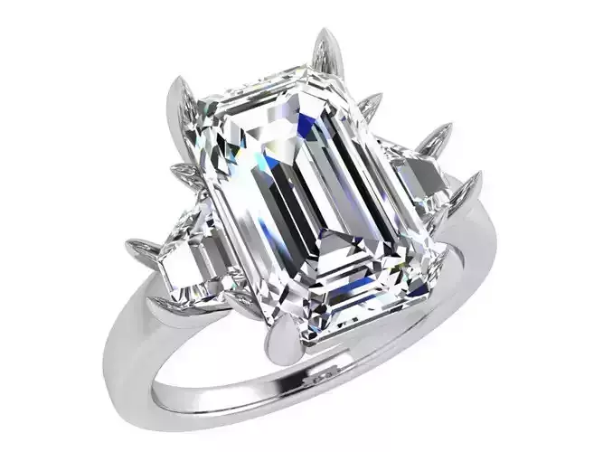 Emerald Cut Diamond 3 Stone Ring 3700