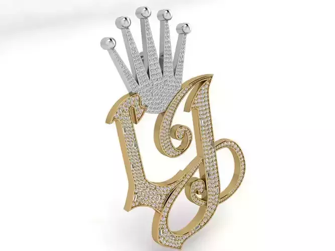 LJ Letter Pendant With Diamonds 3704