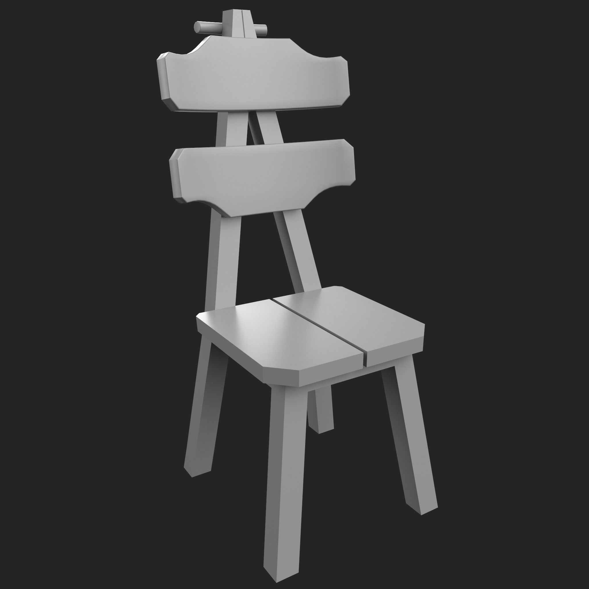 38 Wooden Chair Base Mesh Pack Low-poly 3D model_4