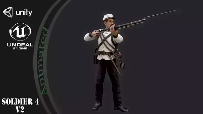 Soldier 4 version 2 Low-poly 3D model
