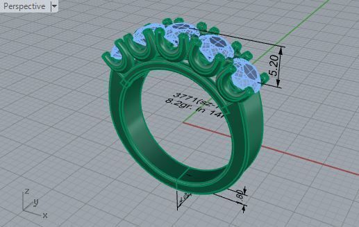 Diamond Unique Ring 3711 3D print model_7
