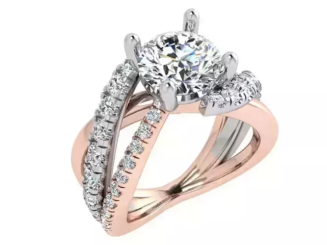 Round Cut Diamond Twisted Ring 3717