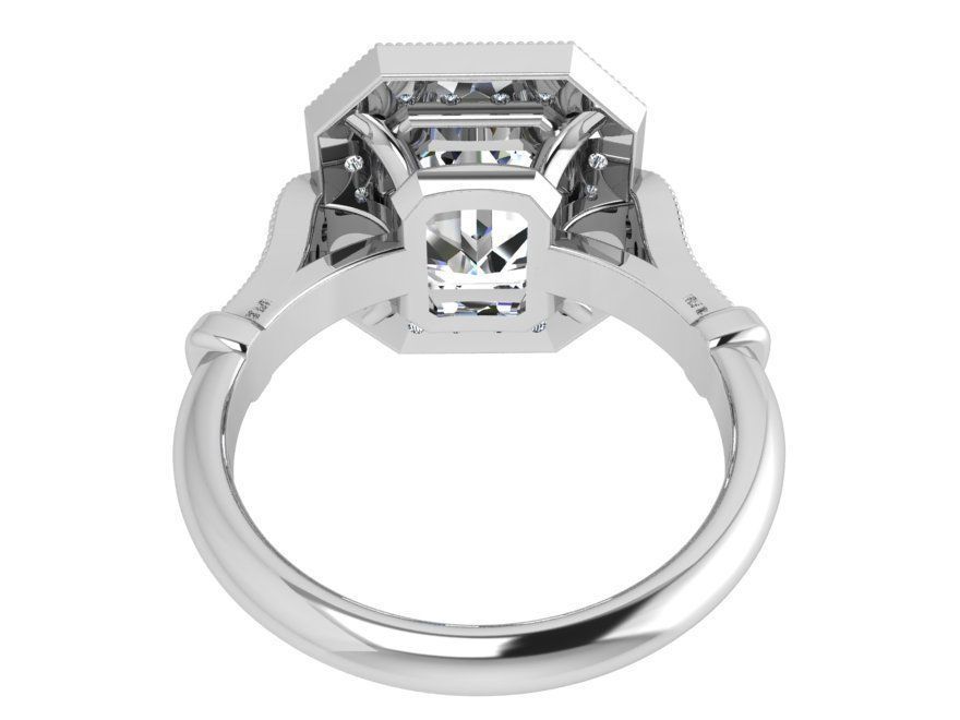 Emerald Cut Ring With Band 3724 3D print model_3