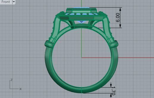 Emerald Cut Ring With Band 3724 3D print model_5