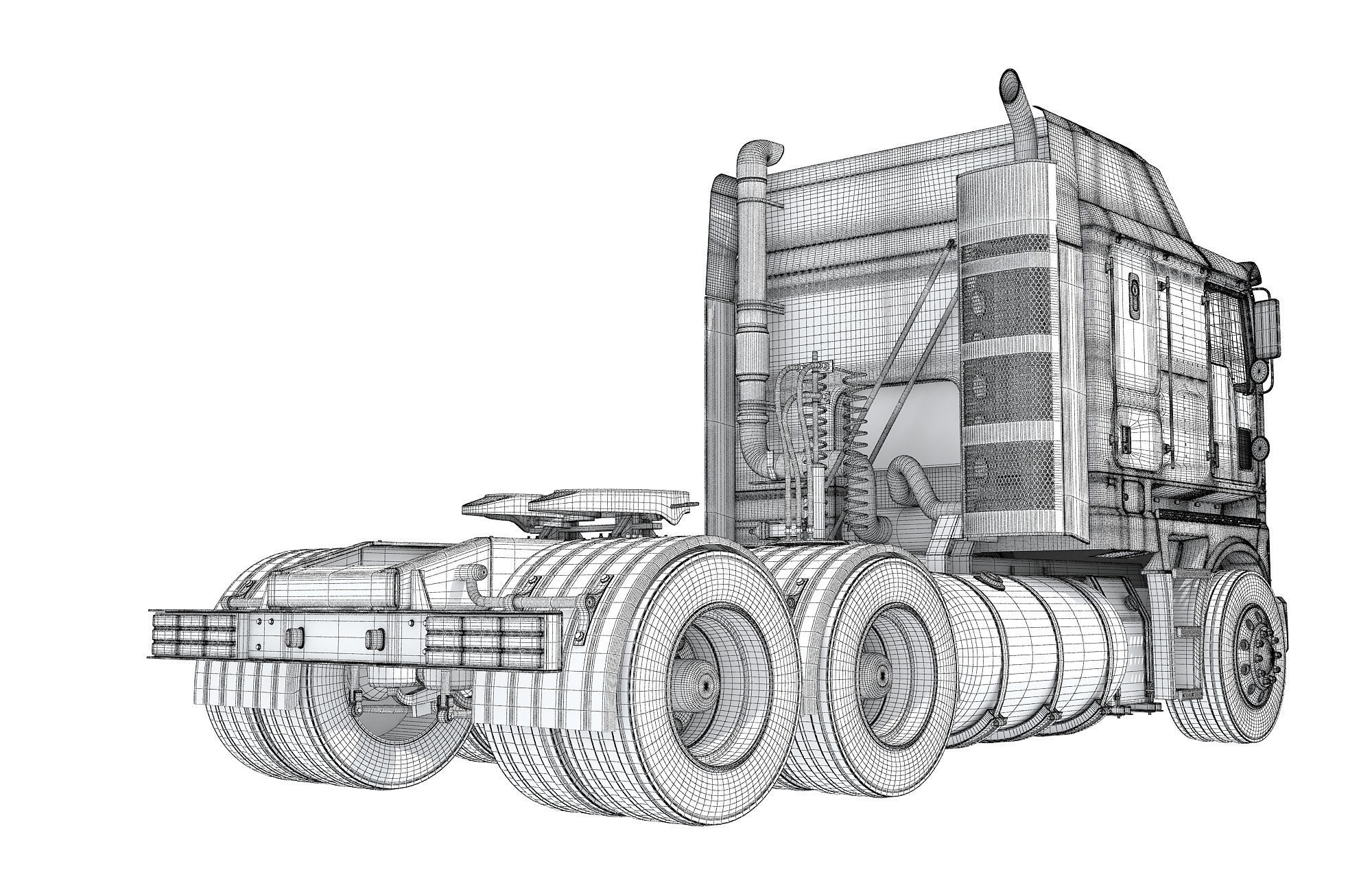 Generic Semi Truck 3D model_16