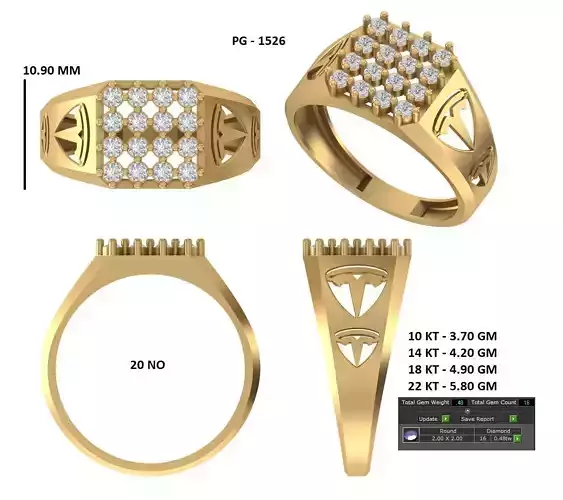 Gents Men Diamond Rings 50 lot