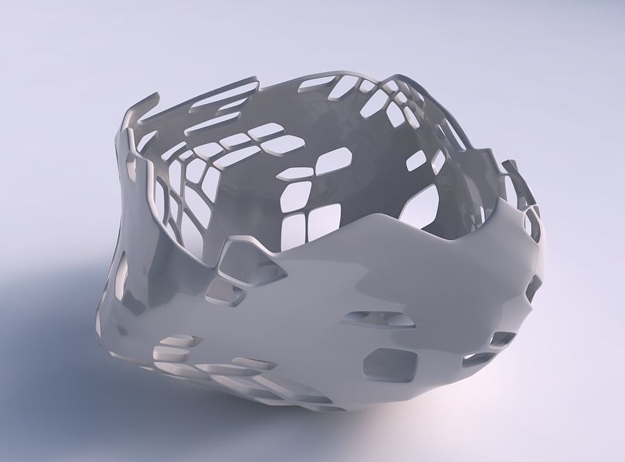 Bowl helix with twisted organic skin with holes 3D print model_0