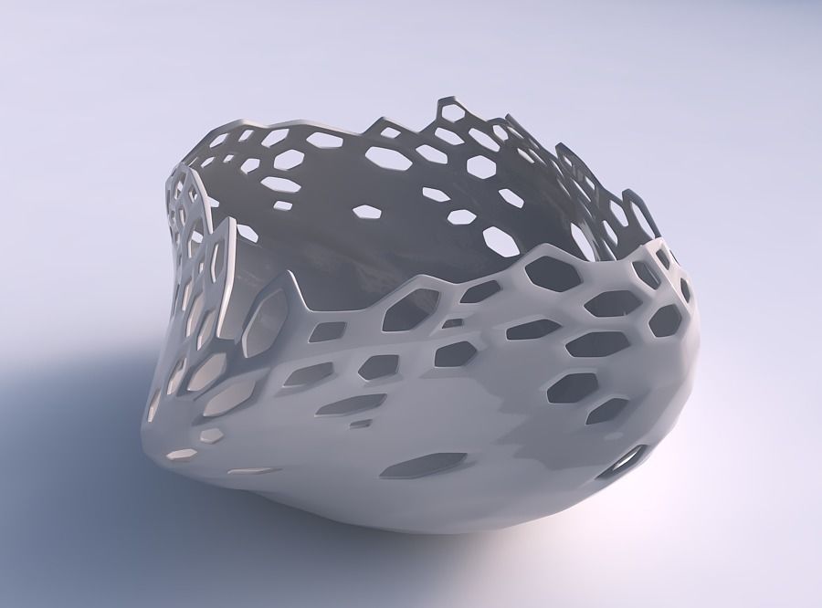 Bowl helix with smooth crystal skin with holes 3D print model_0