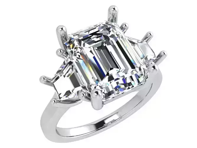 Emerald Cut Three Stone Ring 3737