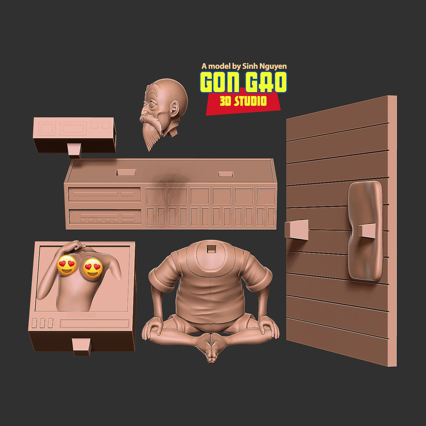 Master Roshi watches TV 3D print model_2