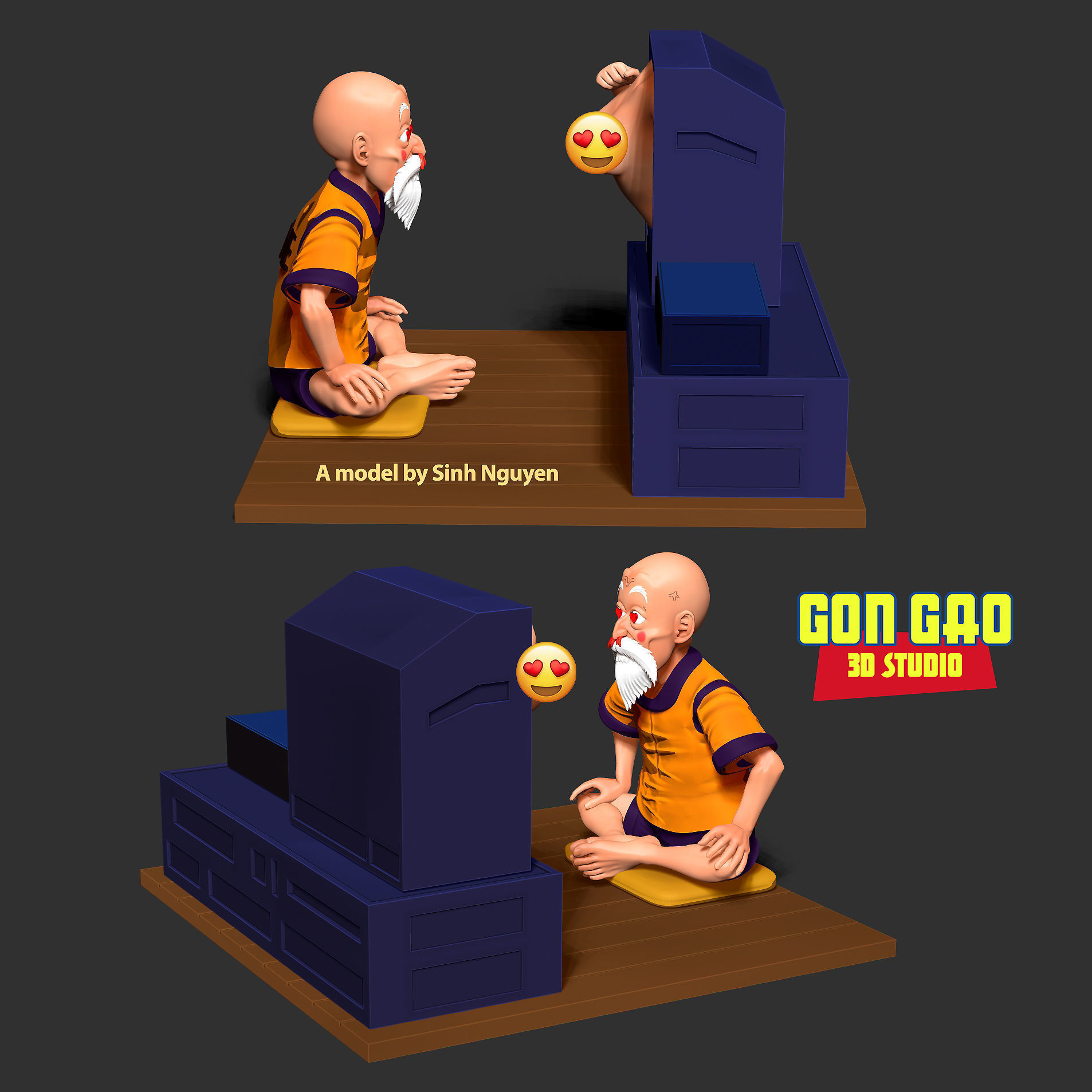 Master Roshi watches TV 3D print model_1
