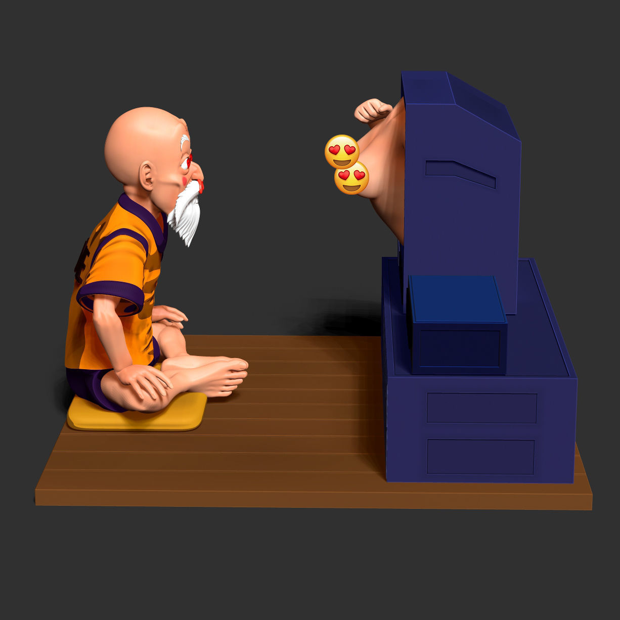 Master Roshi watches TV 3D print model_4