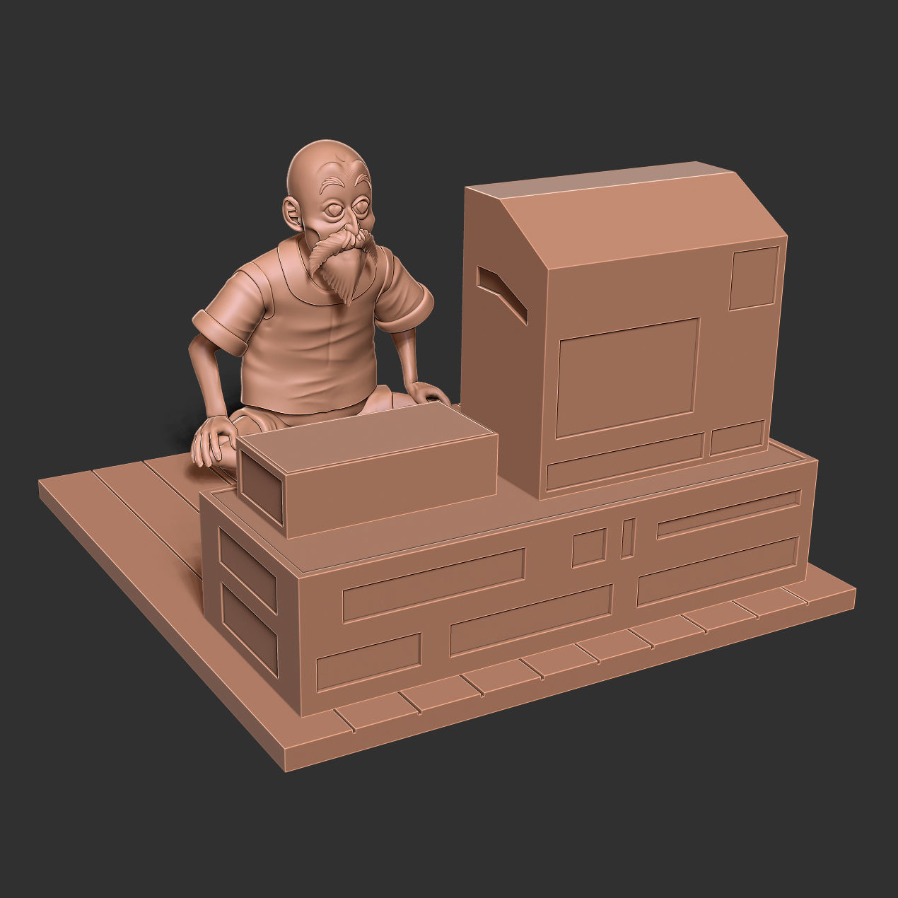 Master Roshi watches TV 3D print model_8